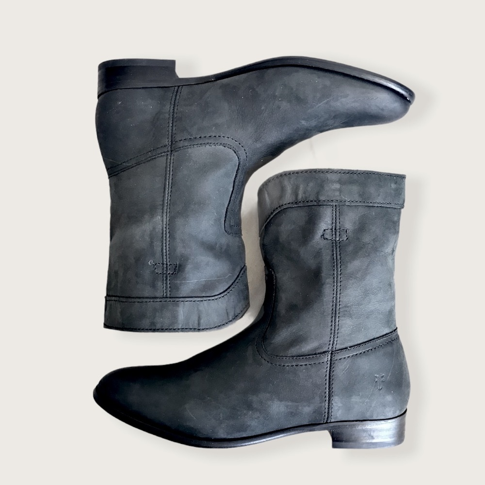 Frye Cara Roper Pull On Short Western Suede Boots - Picture 1 of 14